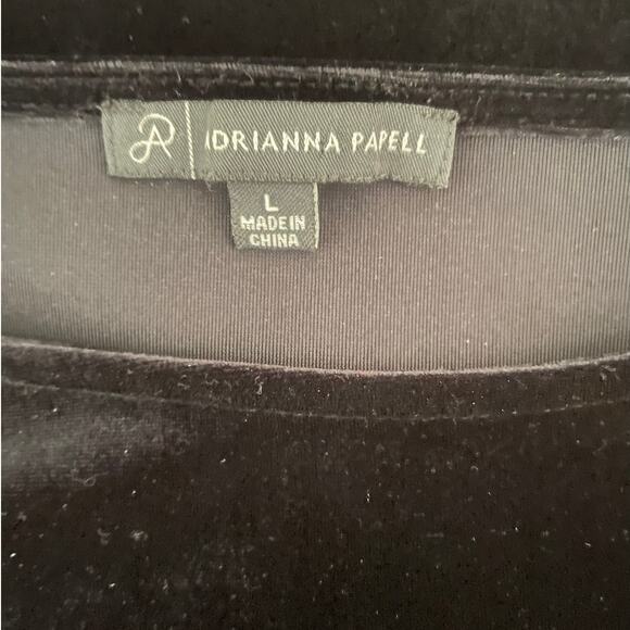 Adrianna Papell Women Top L Black Velour Lace Hem Whimsygoth Fairy Boho Romantic - Picture 2 of 12